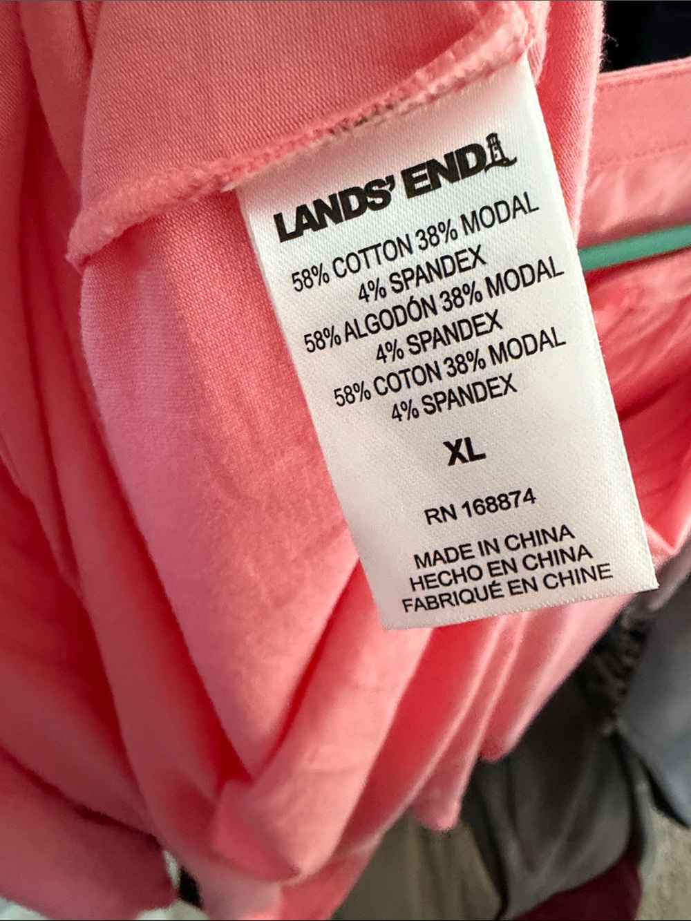Lands' End pink/Coral Pintuck Button-Front Blouse. XL. nwot - Picture 6 of 7